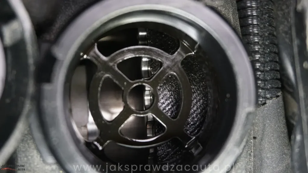 Wygląd paska rozrządu w silniku 1.2 PureTech po odkręceniu korka wlewu oleju