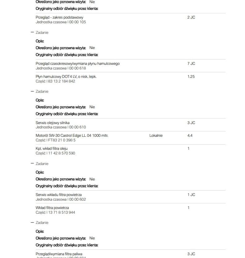 Historia serwisowa ASO - MINI 6