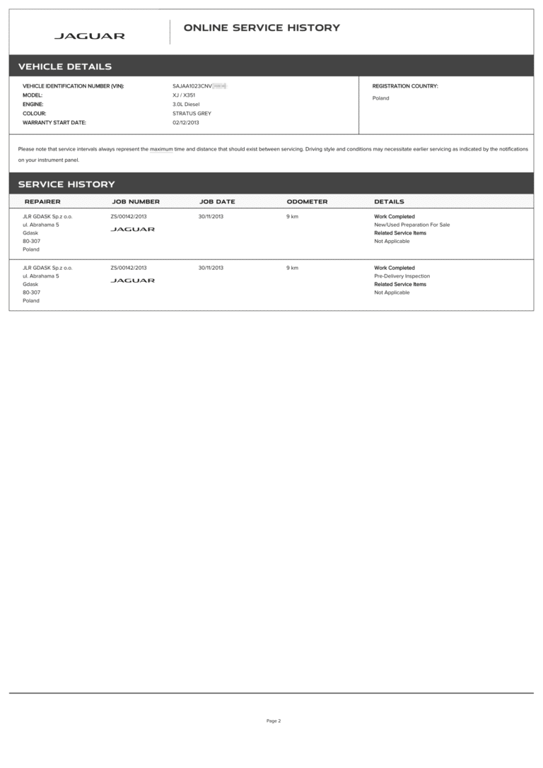 Przebieg po VIN - Jaguar 2