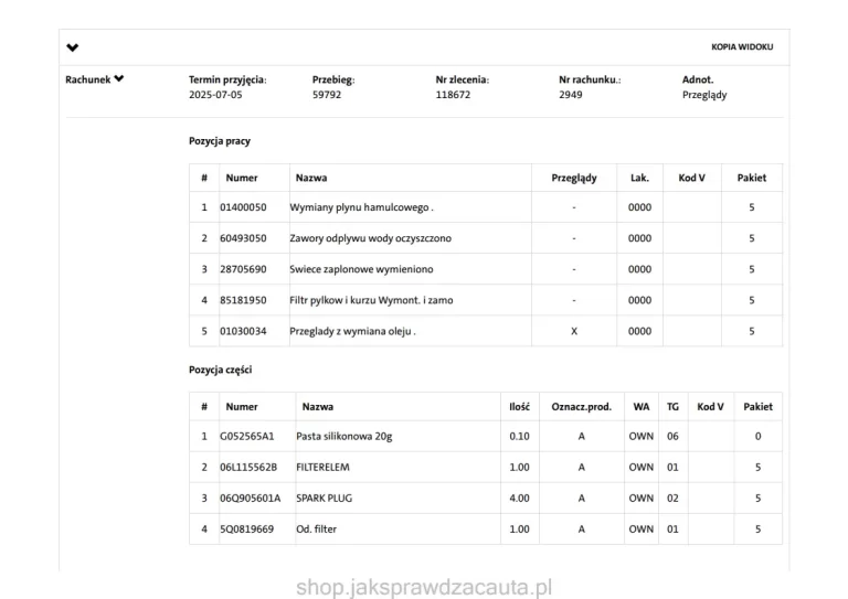 Elektroniczna książka serwisowa Volkswagen - potwierdzenie przebiegu i przeglądu